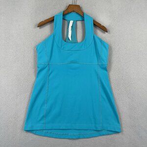 Lululemon Top Shirt Womens 12 Blue Racerback Athletic Scoop Neck Stretch Logo